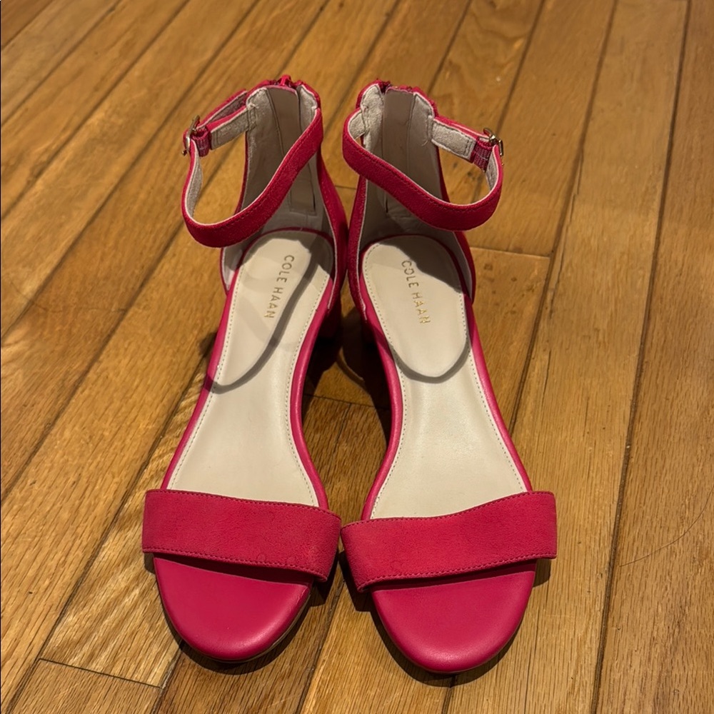 Cole Haan Pink Sandals w Ankle Strap and Block Heel 7 - worn indoors only